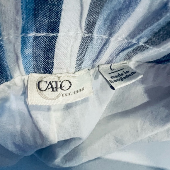 Cato Plus Size Large vertical Stripe Elastic Waist Skort Linen Blend - Picture 4 of 4